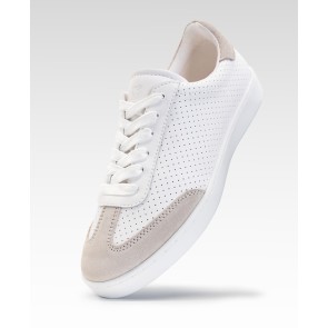 Suny Anna Kern 7020 Suede Wit-Beige Danssneakers van nappalleer en suede