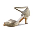 Anna Kern Charlize Dames dansschoenen met Open neus van Golden Brocade - 6 cm Flare Hak