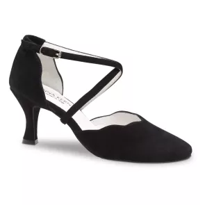 Anna Kern 672-60 Odile zwarte suede Dames dansschoenen met gesloten neus - 6 cm Flare Hak