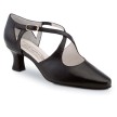 zwarte lederen dansschoenen voor dames met 65 mm flare hak werner kern Ines punt neusje zwarte lederen dansschoenen voor dames met 65 mm flare hak werner kern Ines punt neusje