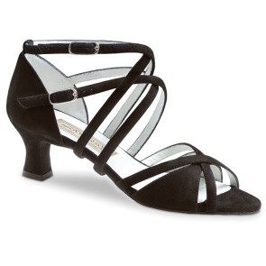 Werner Kern Eva dames dansschoenen met dubbele Kruisbandjes - zwarte suede