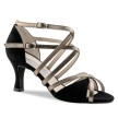 Werner Kern Eva dames dansschoenen met dubbele Kruisbandjes zwarte Suede en koper metallic Leer Werner Kern Eva dames dansschoenen met dubbele Kruisbandjes zwarte Suede en koper metallic Leer
