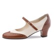 Werner Kern Emma bruine en beige leer dames dansschoenen met Wreefbandje Werner Kern Emma bruine en beige leer dames dansschoenen met Wreefbandje
