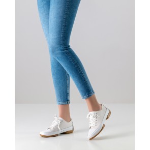 Suny 140 Dames Witte Danssneakers met veters en Splitzool dansen binnen en buiten salsa en bachata