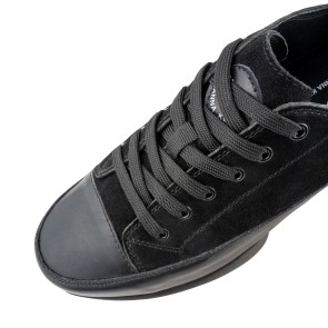 Suny Anna Kern 145 Dames Zwarte Nappa-Nubbuk Danssneakers met Splitzool en met veters