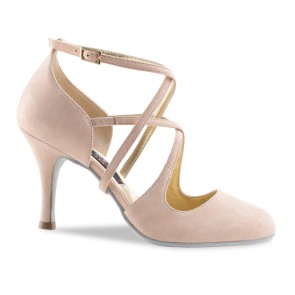 Nueva Epoca Valeria Dames Dansschoenen met Dichte Teen van Beige Suede